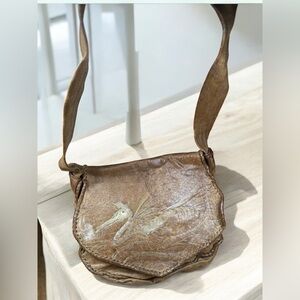 Leather bag unique Handcrafted Leather Shoulder Bag with Dragonfly Art Purse